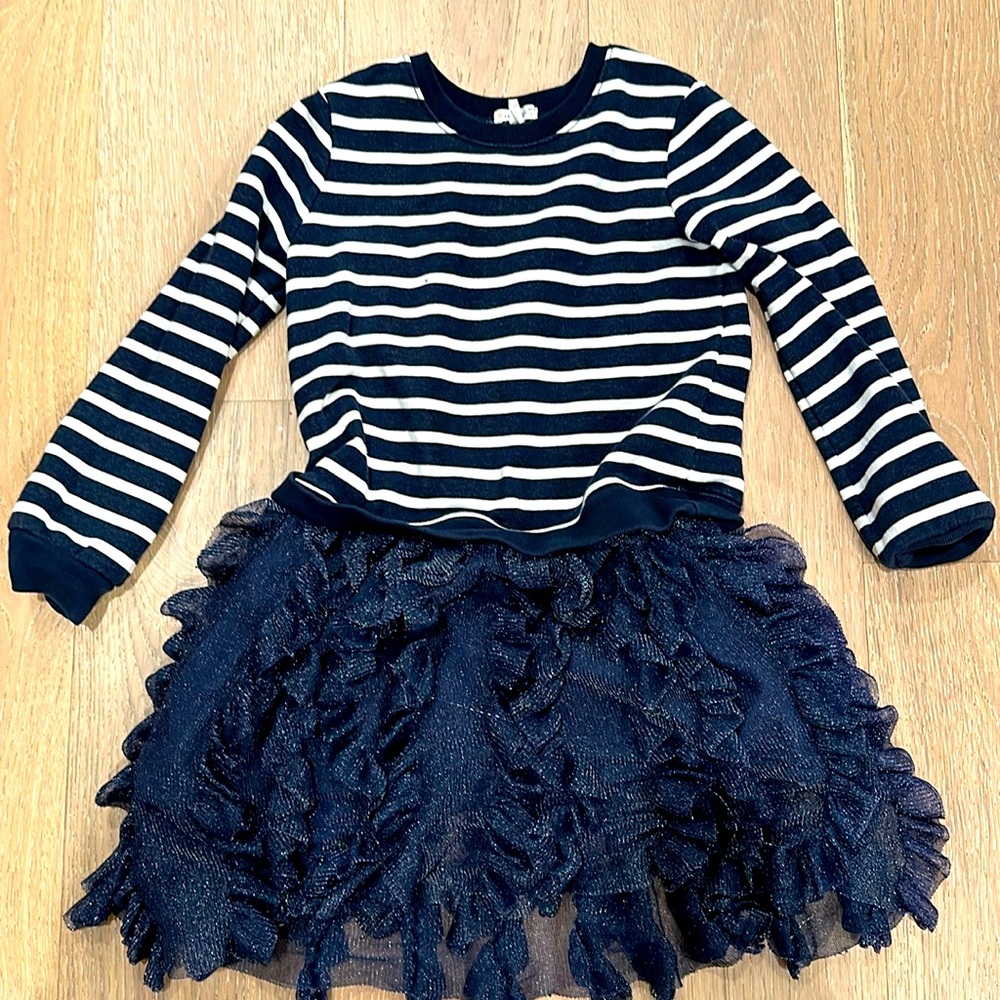 Girls' tulle mixy dress in stripe